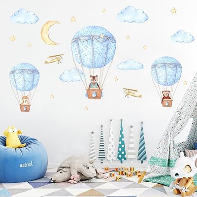Wall sticker Mural Montgolfière cartoon, bedroom, living room, children's bedroom, decorative background sticker, wallpaper.. DIAYTAR Nigeria — the online store where variety meets value.