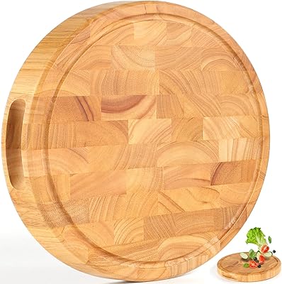 Wooden cutting board (13 "round - 1.5" thick) cutting board for fine grains, block of solid wood butcher, kitchen cutting board with juice groove and interior handles.. Looking for trendy fashion, home essentials, or electronics? DIAYTAR Nigeria has it all and delivers within days, not weeks.