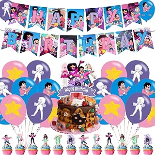 Steven universe party decorations, cute cartoon birthday birthday birthday party supplies including a banner - a cake decoration - 12 decorations for cupcakes - 18 balloons.. Shop with confidence on DIAYTAR Nigeria — quality products and timely delivery.