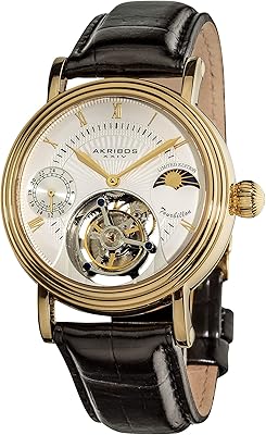 AKRIBOS XXIV MECHIVE Watch for Men, Analog display and AK493YG leather bracelet, bracelet.. DIAYTAR NIGERIA: Where every Nigerian finds what they need at prices they can afford, delivered promptly.
