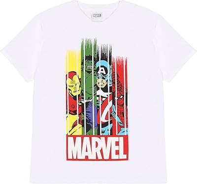 T-shirt Marvel Comics Team Stripes for boys | Official merchandise | 2 to 13 years old, children's clothing, Iron Man, Spider-Man, Captain America shirt, toddlers to teenagers, birthday gift idea for boys.. DIAYTAR NIGERIA: Revolutionizing how Nigerians shop with affordable prices and prompt delivery services.