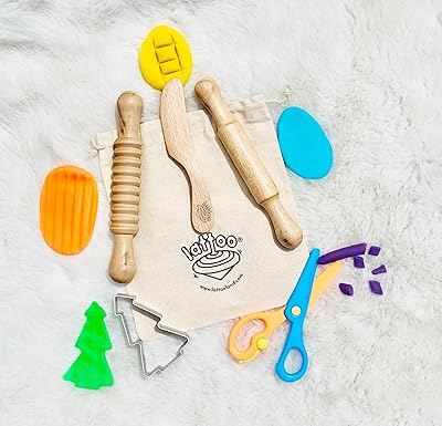 LATTOOLAND playing dough tools | Wooden tools for clay | Simulation game | For 18 months and more | Set of 5 children's tools.. The future of Nigerian shopping is here — DIAYTAR Nigeria.