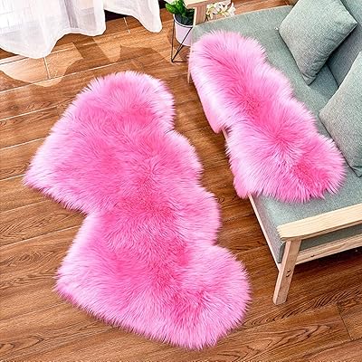 Tomface plush carpet in soft sheep fumetail, 2 rooms, double heart pattern, soft carpet for living room, balcony, sofa, bedroom (pink, 60 x 120 cm).. Shop for everything you need at DIAYTAR NIGERIA, with budget-friendly prices and quick delivery.