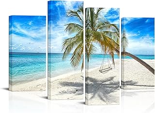 Lovehouse Hawaii Summer Wall Decoration with Ocean waves, coconut palms, beach, sea landscape, tropical nature painting, tense and framed for the living room, the bedroom, the decoration of the house.. Shop smarter, not harder with DIAYTAR NIGERIA - thousands of products at your fingertips with affordable delivery.