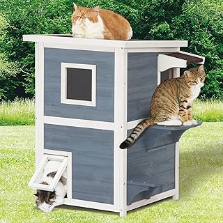 House for catfit catfit resistant storms with 2 floors for outdoor garden, cat house with emergency door 51 cm x 51 cm x 81 cm.. Get unbeatable value on every order with DIAYTAR Nigeria.