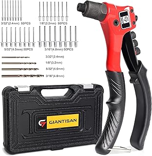 Rivet pistol, giant -giantisan giant riveting tool kit with 200 rivets and 4 forests, DIY riveting kit with sustainable transport case.. DIAYTAR NIGERIA delivers value, variety, and convenience with our nationwide 5-8 day shipping.