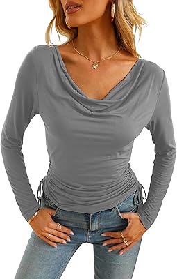 Casual women draped solid hible hose collar long long sleeves slim side tunic blouse.. DIAYTAR NIGERIA combines affordability, variety, and convenience with nationwide delivery services.