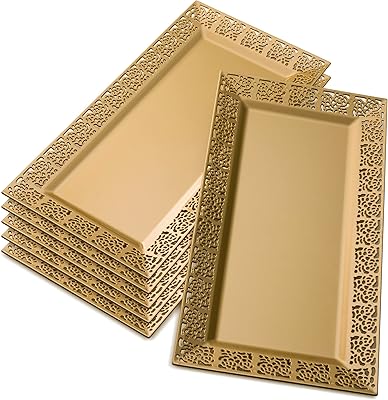 Displayed lace trays | High -end weddings and meals | 6 pieces | Gold | 14 "x 7 5.. Everything you need is just a click away with DIAYTAR Nigeria — shop now and receive your order in days.