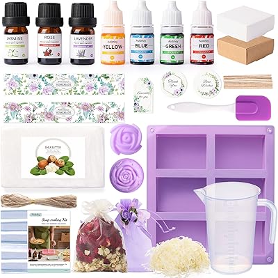 Oberly soap manufacturing kit for adult beginners with instructions (unmarked French), 0.5 kg natural soap manufacturing kit, shea butter soap base, 3 silicone soap molds, dried flowers, 4 essential oils, 4 colors, 15 stickers.. Reliable delivery, all over Nigeria — that’s DIAYTAR Nigeria promise.