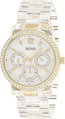 XOXO XO5527 Watch for women with analog display set with rhinestones, golden housing, gold, quartz movement.. DIAYTAR NIGERIA revolutionizes online retail with our vast selection and cost-effective delivery options.