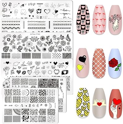 Valentine's Day 6 Pieces Set of nail stamping plaque Nail Stencil Nail Stencils DIY Manicure Nail Tools.. Your complete shopping solution, DIAYTAR NIGERIA delivers variety and value within the week.