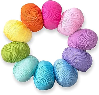 Set of pure cotton threads to knit, crochet, sew covers and baby clothes - 10 coils, total length 1,850 meters -.. DIAYTAR NIGERIA combines extensive product options with budget-friendly prices, delivered in 5-8 days.