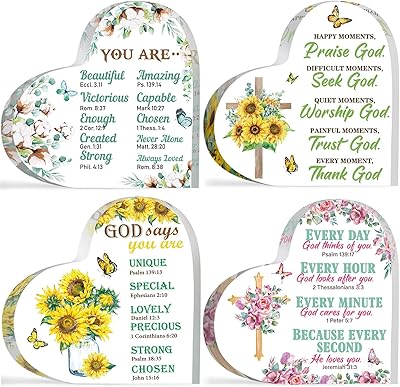 4 Christian gifts for Christian women, inspiring acrylic decoration gifts with biblical verses and biblical marker, commemorative clip of Christian encouragement for bedroom, office, shelf and house.. Affordable shopping made easy on DIAYTAR Nigeria, with fast delivery from 5 to 8 days.