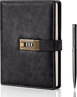 Wemate newspaper with lock, A5 newspaper in leather PU with combination lock, vintage notebook protected by password with pen and gift box, agenda organizer with lock for women and men, 8.6 x 5.8 inches, black.. Your one-click solution to affordable shopping, DIAYTAR NIGERIA delivers quality products nationwide.