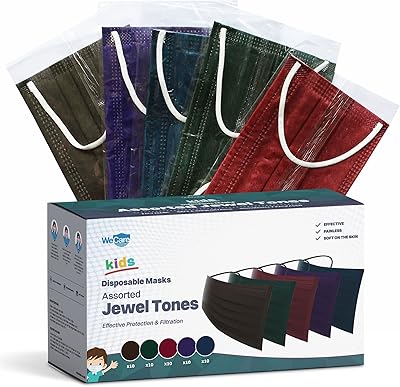 Disposable facial mask individually wrapped - 50 pieces, matching masks with jewel color print - 3 thicknesses.. Easy checkout, quick delivery — shop now on DIAYTAR Nigeria.