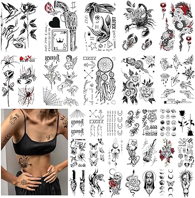 Yoemtat 32 pieces set of temporary tattooing stickers - Old School of Big Scorpion Gun Dragon Angel Snake Butterfly Designs.. Shop from Nigeria's largest product selection at DIAYTAR, with budget-friendly prices and swift delivery.