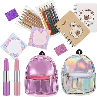 Mini backpack for mini dolls, mini school backpack, mini backpack for dolls with mini supplies, mini doll accessories, surprise toy with 10 fixed surprises inside for doll game sets, pink, 4.7 x 3.9 inches.. DIAYTAR NIGERIA delivers affordability and convenience with every purchase, shipped within the week.