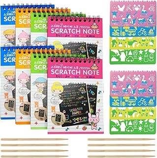 Arc-en-ciel scratch notebook 8 pieces, magic and art drawing book-Drawing stencil and wooden pen included with each note.. Shop smarter with DIAYTAR NIGERIA's diverse marketplace and budget-friendly nationwide delivery.