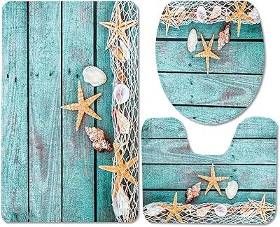 Yo-home Set of 3 soft non-slip bath mats for bathroom, kitchen, bathroom + toilet cover + bath mat (star sea floor).. Affordable luxury and fast service — only on DIAYTAR Nigeria.