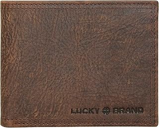 Lucky Brand portfolio with two-sewing leather with men's double sewing lining with anti-RFID lining, 6 locations for cards and pockets for tickets, brown, one-sided, one-sided, one size.. Shop with purpose at DIAYTAR NIGERIA and receive your purchases at unbeatable prices within the week.