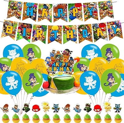 Bloons TD6 birthday party decorations, Kit of Bloons TD Video Party Festival with Banner Happy Birthday, Cupcakes and Balloons for Children and Adults.. DIAYTAR Nigeria: trusted by thousands for fast, reliable delivery.