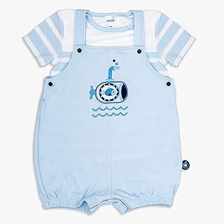 Moon T-shirt 100% cotton and overalls 12-18m blue-Little Submarine | Baby boy clothes | Newborn baby clothes | casual clothing.. DIAYTAR NIGERIA: Where every shopping need is met with affordable prices and timely delivery.