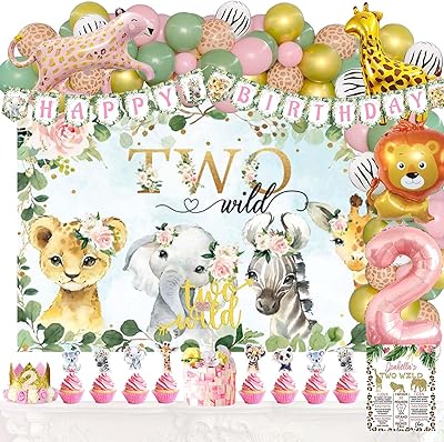 119 Pieces two wild birthday decorations for girls, fiesc jungle safari animal theme, 2nd party decorations, backdrop, cake banner, cupcake decoration, lion gurdle lion poster.. DIAYTAR NIGERIA transforms online retail with unbeatable prices and consistent delivery timeframes.