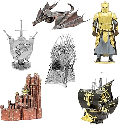 Faspesions Metal Earth Equinox 3D Metal Collection - Set of 6 pieces - Red Dungeon - Silence - House Stark Sigil - Drogon - La Montagne - Iron Throne.. Shop with purpose at DIAYTAR NIGERIA and receive quality products at budget rates within 8 days.