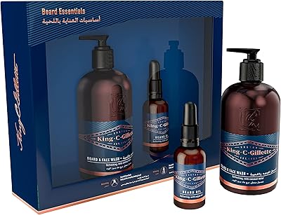 King c. Gillette Beard and face cleaner 350 ml, beard oil 30 ml and soft beard balm.. DIAYTAR NIGERIA combines the largest product selection with affordable prices and reliable delivery.