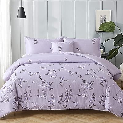 4 -piece Bota Botanic Bedroom Light purple, floral print in soft microfiber, with 3 pillowcases for all seasons (queen size).. From checkout to your doorstep in less than a week — DIAYTAR Nigeria.