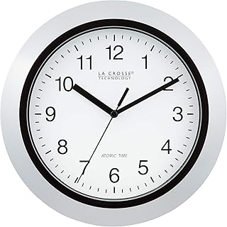 Atomic analog wall clock of lake technology, 10 inches, silver