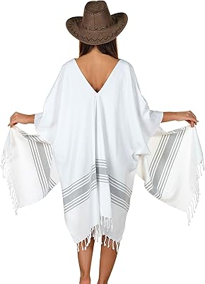 Beach bathrobe Sagano for women, Turkish beshtemal towel for swimsuit, 100 % cotton kimono cardigan dresses, swimsuit, white and gray dresses, one size.. Don’t wait weeks for international shipping. DIAYTAR Nigeria offers local delivery within 5 to 8 days, so you get your items when you actually need them.