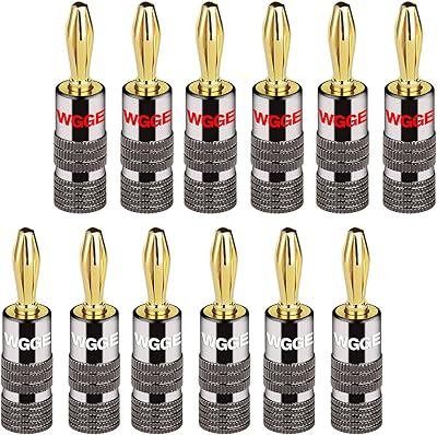 WG-029 Audio Jack connector, double-locking speaker connector in 24 carat gold for loudspeakers, wall plate, home cinema, audio/video receiver, audio systems (6 pairs (12 sockets)).. Experience shopping without compromise at DIAYTAR NIGERIA, with vast selection and quick delivery.
