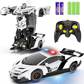 FDJ remote control car - Transformable car robot, a button turns into a robot with flashing lights, toy of a convertible police car 1:18 from 2.4 GHz with 360 degree rotary drift, gift toys for boys.. Discover endless possibilities with DIAYTAR NIGERIA's comprehensive catalog and budget-friendly delivery.