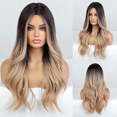 Long wigs for women, superimposed synthetic hair wig with natural appearance (shaded blonde).. Shop smart, shop DIAYTAR — Nigeria’s trusted e-commerce site.