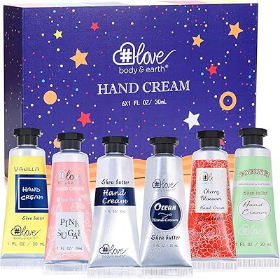 Hand cream gift box - Lot of 6 moisturizing lotions with natural glycerin and vitamin E for men and women, perfect for Christmas and birthdays.. Buy better with DIAYTAR Nigeria — the ultimate e-commerce platform in Nigeria.