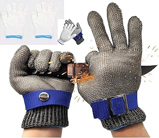 Cut -resistant gloves - Safety gloves in metal mesh in stainless steel to cut meat and fishing, gray and white, 2 rooms (size m 4 rooms).. Shop smarter, not harder with DIAYTAR NIGERIA - thousands of products at your fingertips with affordable delivery.