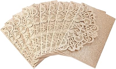 DRIEW wedding invitation with envelopes, 12 laser cut invitation pieces with RSVP cards for weddings, prenuptial festivals, prenatal festivals, business holidays, elegant and rustic sequins.. Shop smart with DIAYTAR NIGERIA's vast selection and enjoy affordable shipping in just 5-8 days.