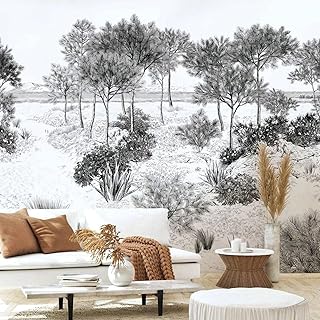 Aetool - Dunes landscape wallpaper on the Atlantic coast with pines, bushes and grass distributed among the dunes in black and while (400 cm x 280 cm).. Discover the perfect shopping balance at DIAYTAR NIGERIA with competitive prices and prompt delivery.