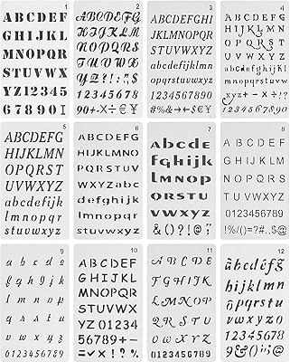 Set of stencils alphabet lingehr, 12 pieces, stencils letters and figures of the alphabet 4 "x 7",.. DIAYTAR NIGERIA: Your trusted partner for affordable online shopping with reliable delivery timeframes.