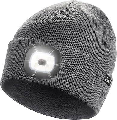 FM O.I. Unisex LED hat, gift for men and women, rechargeable knitted hat by USB for winter, gray, 18 years old.. DIAYTAR NIGERIA delivers more than purchases - we deliver affordable shopping solutions within the week.