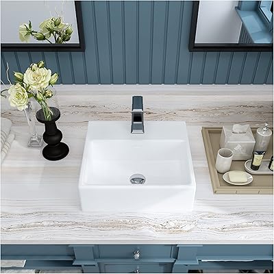 14-inch Meiji bathroom sink above the counter, rectangular white ceramic sink, small bathroom sink.. DIAYTAR NIGERIA: Where shopping is affordable, selection is vast, and delivery is always reliable.