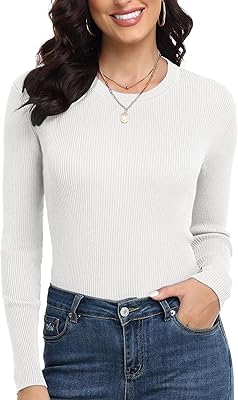 Round neck sweater for women, long sleeves, adjusted, basic, ribbed knitting, relaxed sweater.. Shop without boundaries at DIAYTAR NIGERIA, offering extensive variety at prices you'll appreciate.