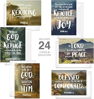 Sympathy card game with beautiful landscapes / 24 cards and envelopes of comforting biblical verses / Religious compensation cards.. DIAYTAR NIGERIA brings the nation's largest product catalog to your doorstep at prices you'll appreciate.