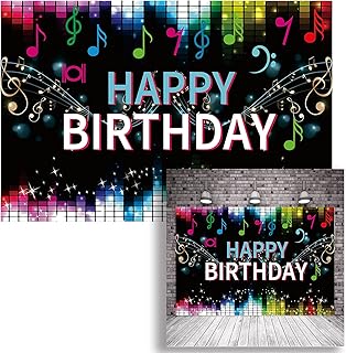 Musical background banner for Tik tok Happy Birthday themed celebration, birthday background with shiny stars, photo booth, party decoration supplies (1.5 x 0.9 m).. Shop smarter, not harder with DIAYTAR NIGERIA - thousands of products at your fingertips with affordable delivery.