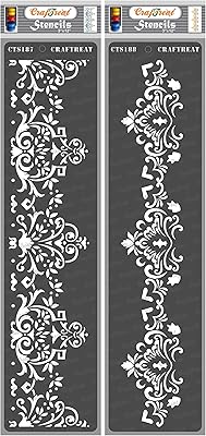 Crafttreat border stencils to paint on wood, canvas, paper, fabric, floor, wall and tiles - Border1 and border2-2 rooms - 3x12 inch each - reusable art and craft stencils - lace stencils.. Experience budget-friendly shopping at DIAYTAR NIGERIA, Nigeria's premier online marketplace with quick delivery.