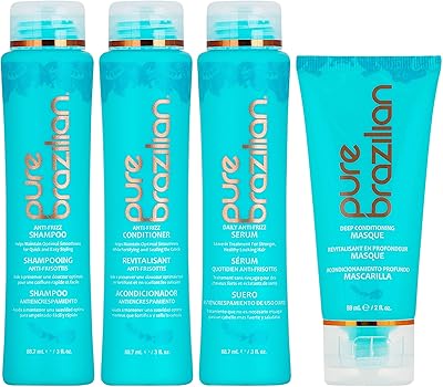 Essential care set for the 4 -room Pure Brazil house - Anti -frytis serum, shampoo, conditioner and deep hydrating mask - Travel format.. DIAYTAR NIGERIA: Connecting Nigerians with affordable products through our expansive e-commerce platform.
