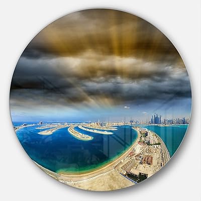 Metal wall plaque Desire MT9067-C23 "Dubai Jumeirah Palm Aerial view landscape.. DIAYTAR NIGERIA: Transforming online retail with affordable prices and consistent 5-8 day nationwide delivery.