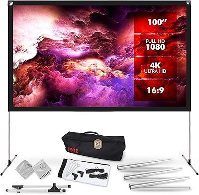 Pyle projector screen with support - 100 inch 16 inch 16: 9 HD 4K 4K Lightweight Foldable and Outdoor Portable Wallet With Frame For Home Home.. DIAYTAR NIGERIA transforms dreams into deliveries with our affordable prices and 5-8 day shipping.