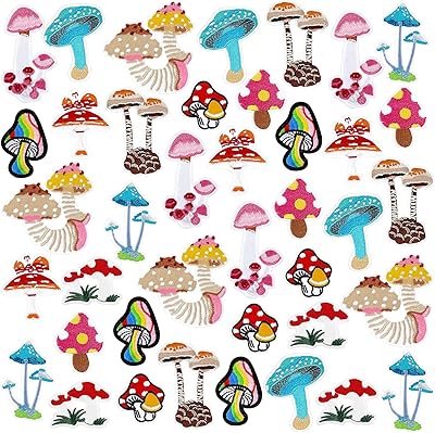 Mushroom embroidery patch 40 pieces of small natural mushroom clothing labels suitable for clothing.. With DIAYTAR Nigeria, shopping online is easy, affordable, and fast.